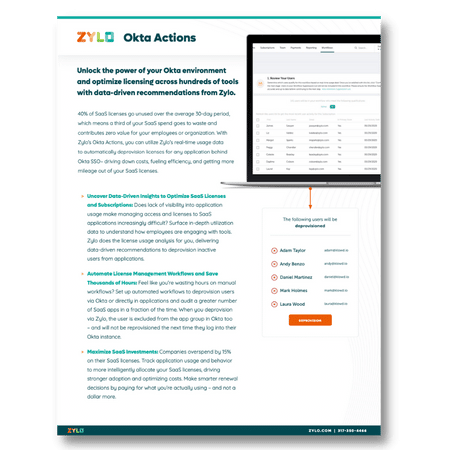 okta actions data sheet