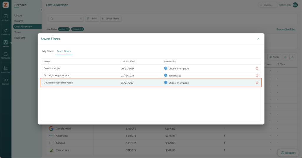 Cost Allocation for Developer Base Apps